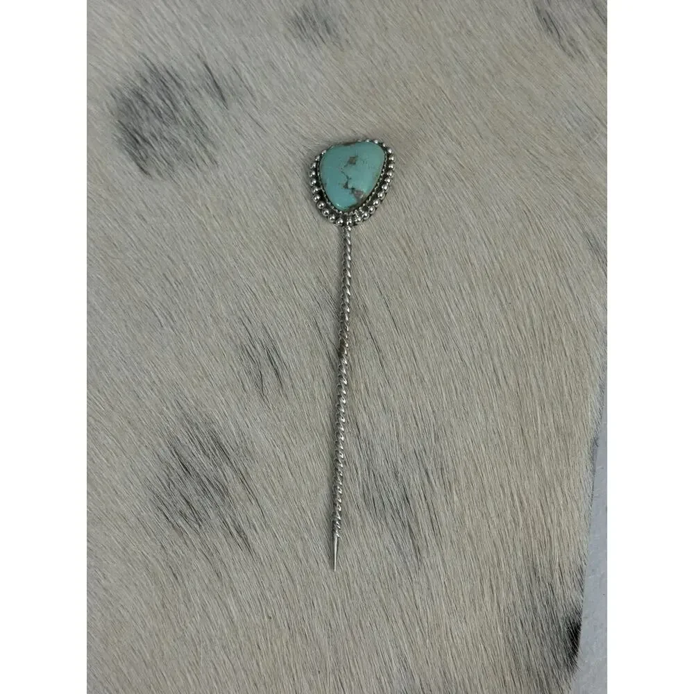 HUGE Sterling Silver 4” Blue Kingman Turquoise Hair Pin Wedding Accesory Bun 925
